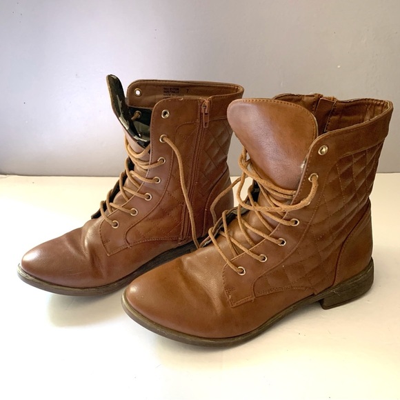 MyStyle Brown Combat Boots Ladies Size 7 - Picture 1 of 12
